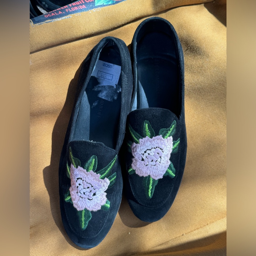 Rebecca Minkoff suede embroidered flats slip on loafer